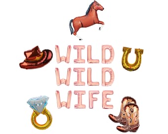 Wild Wild Wife Letter Balloon Kit Western Bachelorette Party Decorations Wild West Bach Party Decor Cowgirl Balloons Rodeo Cowboy Horse Boot