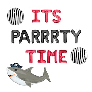 It&#39;s Parrrty Time Letter Balloon Kit Pirate Birthday Party Decorations Pirate Balloons Shark Birthday Party Decor For Boys Ocean Sea Pirates