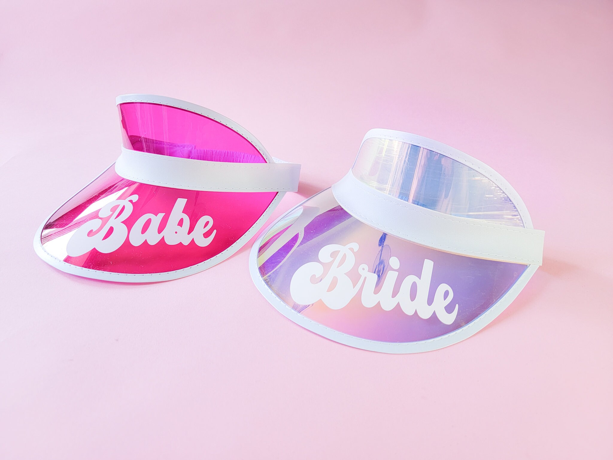 Pink Babe White Bride Visor Lets Go Party Bachelorette Decorations ...