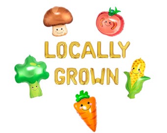 Locally Grown Letter Balloon Kit Farmers Market Baby Shower Decorations Vegetable Balloons Fresh Market Harvest Baby Shower For Girls Boys