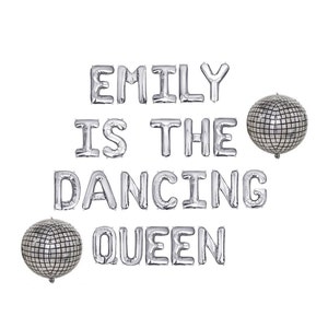 Dancing Queen Custom Balloon Banner Silver Disco Bachelorette Disco Cowgirl 70s Bachelorette Nash Bash Bachelorette Last Disco