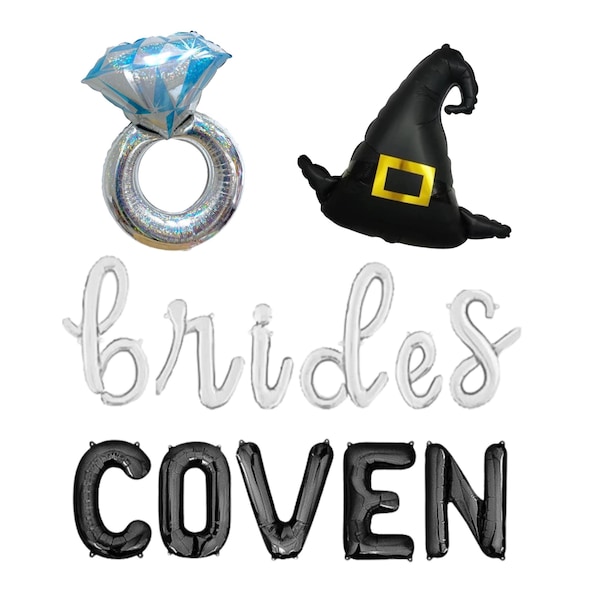 Kit de globos con letras para despedida de soltera de Halloween, decoración para fiesta de aquelarre de brujas, globos de bruja, decoración para fiesta de aquelarre de brujas, sombrero de bruja, pancarta para despedida de soltera