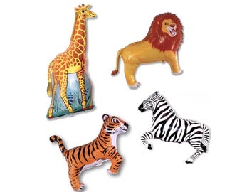 Safari Balloon Set Safari Birthday Party Decorations Lion Leopard Giraffe Zebra Cheetah Tiger Zoo Animals Jungle Birthday Decorations Party