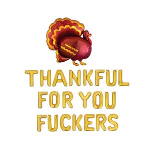 Gifloon Vorgefertigtes Banner „Thankful For You“ – Thanksgiving-Deko – Roségold – Mit Truthahn & Kürbis – Kartoniert
