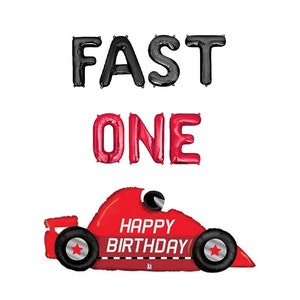 Fast One Balloon Banner Retro Race Car Birthday Party 1st Birthday Party Decorations 1 Speedy Year Race Car Balloons Race Car Themed Decor