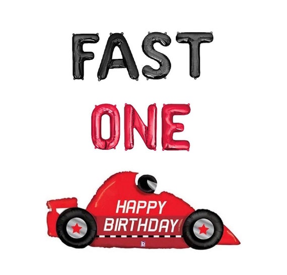 thumbnail image 2 of Fast One Balloon Banner Retro Race Car Birthday Party 1st Birthday Party Decorations 1 Speedy Year Race Car Balloons Race Car Themed Decor 2 of 11