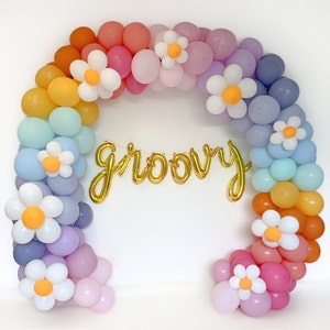 Groovy Rainbow Birthday Balloon Garland Kit Two Groovy Birthday 60s Birthday Retro Flowers 2nd Birthday Party Decor Groovy Party Declaration