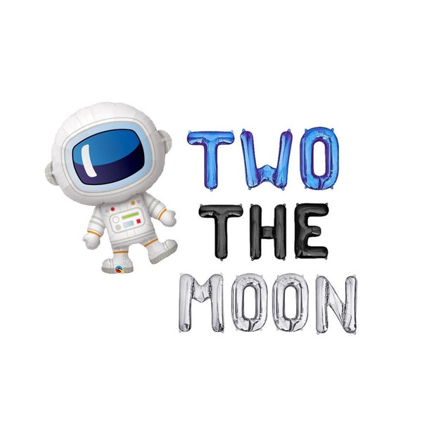 Two The Moon Balloons Space Birthday Party 2nd Birthday Party Decorations Astronaut Balloons Space Themed Birthday Rocket Ship Balloon NASA