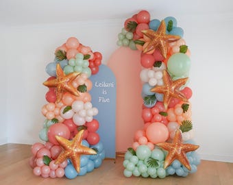 Polynesian Princess Birthday Party Decorations Hawaiian Birthday Party Balloon Garland Ocean Arch Decor Starfish Tropical Island Adventurer