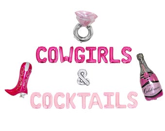 Cowgirls & Cocktails Letter Balloon Kit Bachelorette Party Decorations Cowgirl Balloons Disco Cowgirl Bachelorette Western Rodeo Bach Decor