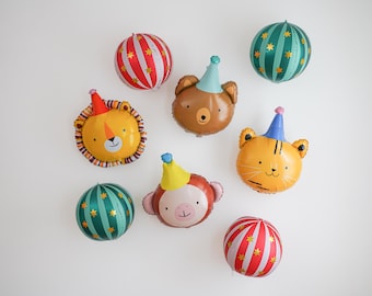 Party Animals Balloons Party Animals Birthday Decor Circus Party Decorations Big Top Baby Shower Supplies Lion Monkey Bear Cat Party Hats