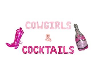 Cowgirls & Cocktails Letter Balloon Kit Bachelorette Party Balloon Banner Bridal Shower Decorations Engagement Party Disco Cowgirl Nashville