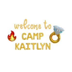 Welcome to Camp Bachelorette Custom Name Letter Balloon Kit Bachelorette Balloon Banner Camp Bachelorette Party Decor Camp Bach Summer Camp