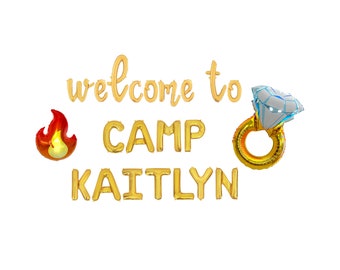 Welcome to Camp Bachelorette Custom Name Letter Balloon Kit Bachelorette Balloon Banner Camp Bachelorette Party Decor Camp Bach Summer Camp