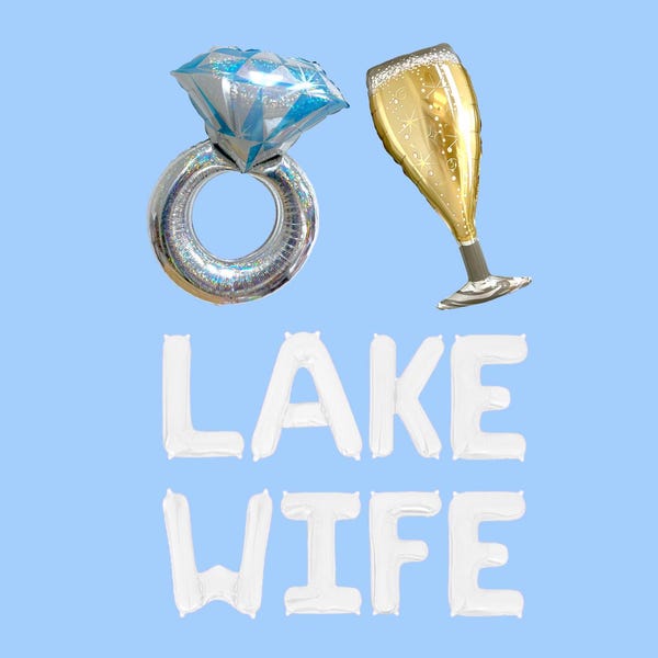 Kit de globos con letras para esposa del lago Decoraciones para despedida de soltera en el lago Globos para despedida de soltera en el lago Despedida de soltera en casa del lago Paseo en bote Bach