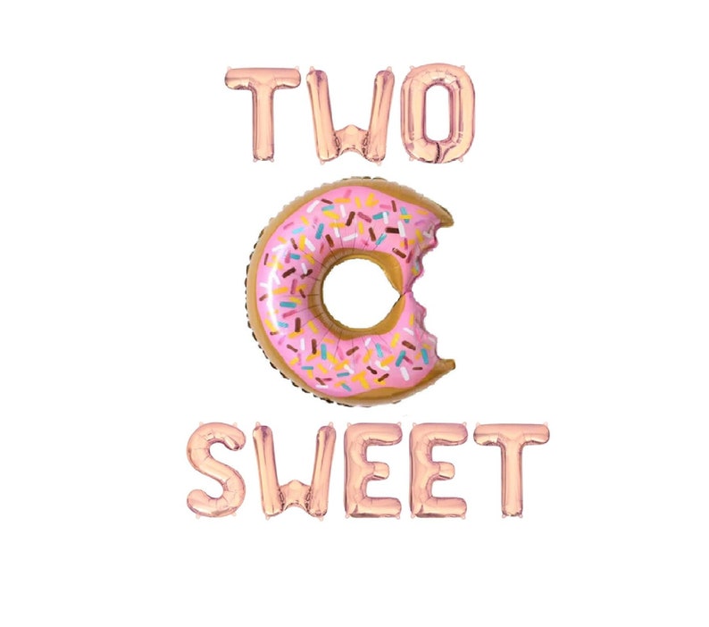 Two Sweet Balloons Donut Birthday Decor 2nd Birthday Party 2nd Birthday Sweet Balloon Letters Baby Birthday Party Rose Gold Decorations image 1