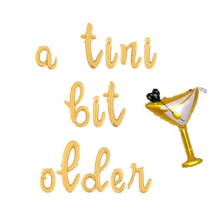 A Tini Bit Older Letter Balloon Kit Martini Birthday Party Decorations Martini Balloons She&#39;s a Tini Bit Older Birthday Party Decor For Her