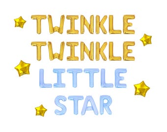 Twinkle Twinkle Little Star Letter Balloon Kit Gold Star Baby Shower Decorations Star Balloons Blue Twinkle Star Baby Shower Decor For Boys