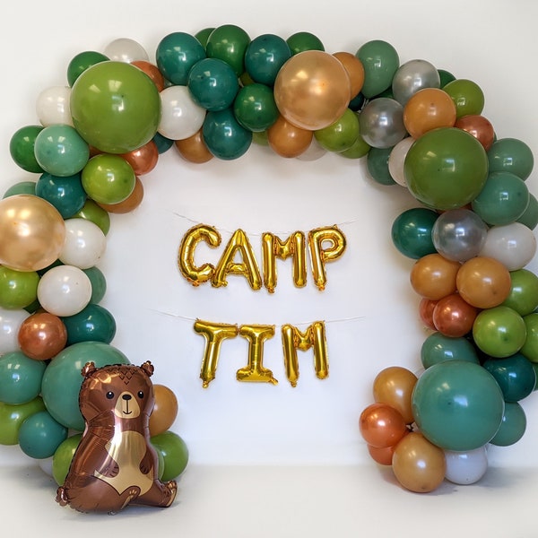 Happy Camper Birthday Party Camping Party Camping Balloon Garland Camp Themed Birthday Woods Forest Woodland Balloon Arch Adventure Awaits