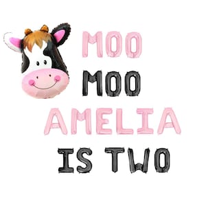 Cowgirl Birthday Party Decorations Kids Cow Themed Birthday Party Girls Farm Party Balloons Moo Moo Im Two Birthday Balloons 2nd Rodeo Party