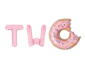 Two Balloon Banner Donut Birthday Decor 2nd Birthday Party 2nd Birthday Sweet Balloon Letters Baby Birthday Party Sprinkle Donut Decorations