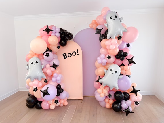 Spooky One Balloon Garland Balloon Arch Halloween First Birthday Two Spooky Girl Babe Ghoul Boo Backdrop Birthday Party Decorations Supplies