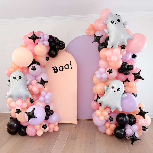 Spooky One Balloon Garland Balloon Arch Halloween First Birthday Two Spooky Girl Babe Ghoul Boo Backdrop Birthday Party Decorations Supplies
