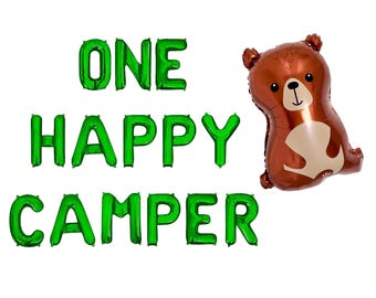 One Happy Camper Letter Balloon Kit Camping 1st Birthday Party Decorations Camping Balloons 1st Birthday Party Decor For Boys Bear Wild Camp