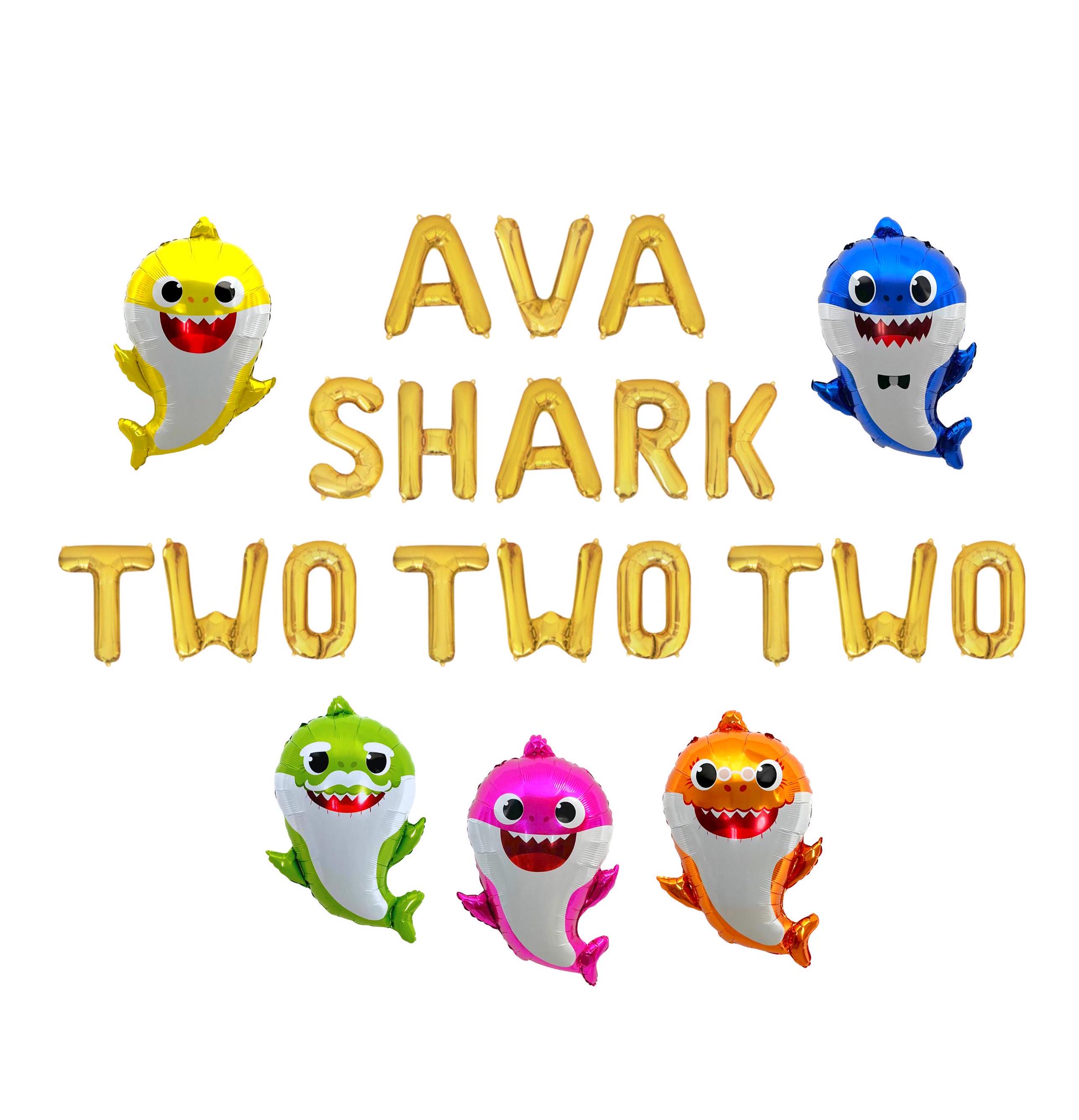 Baby Shark Two Two Two Custom Name Letter Balloon Kit 2nd Birthday Party Decorations Baby Shark Balloons Baby Shark 2nd Birthday Party Decor