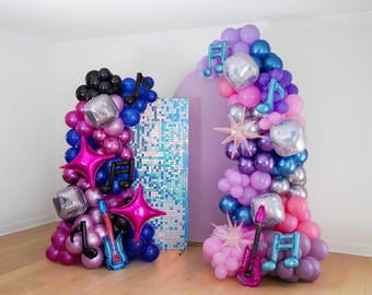 Music K Pop Birthday Party Decorations KPop Balloon Garland K-Pop Balloon Arch Pink Purple Decor K Pop Hunters Birhday Decorations Idols