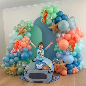 Ocean Balloon Arch Kit Under The Sea Birthday Party Decorations Kids Ocean Balloon Garland Boys Ocean Decor Baby Ocean Party Supplies Shark