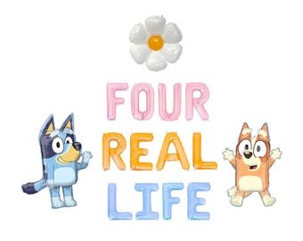 Four Real Life Letter Balloon Kit 4th Birthday Party Decorations Bluey Balloons Bingo Balloons Fourth Birthday Party Decor Bluey Party Decor