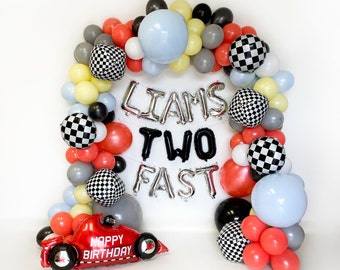 Race Car Birthday Balloon Garland Two Fast Racer Birthday Race Driver Birthday Second Birthday Personalized For Boy Vintage 2nd Car Party