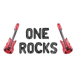 One Rocks Balloon Banner Rock 'n Roll Birthday Party Decorations 1st Birthday Party Decor Rockstar Themed Party First Birthday One Balloons