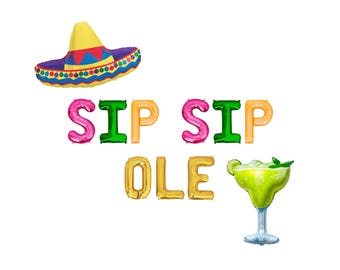 Sip Sip Ole Letter Balloon Kit Bachelorette Party Decorations Margarita Balloons Fiesta Bachelorette Margarita Fiesta Birthday Party Decor