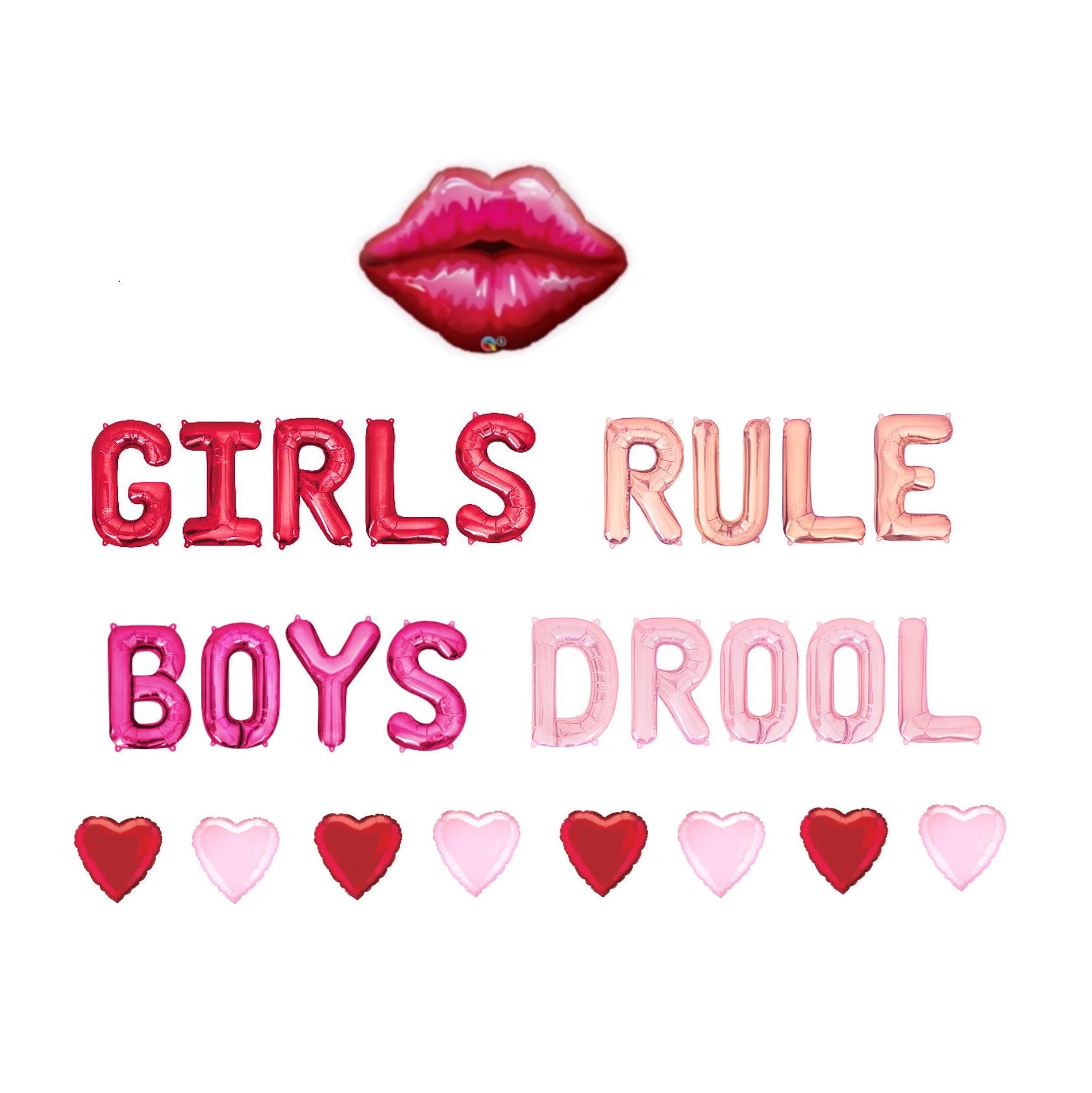 Drool Letters Girls Rule Boys Drool Letter Balloon Kit Galentines Day Party Balloons ...