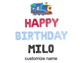 Train Themed Happy Birthday for Boy Balloons Train Birthday Party Decorations Train Party Decor Choo choo Party Supplies Balloon Banner
