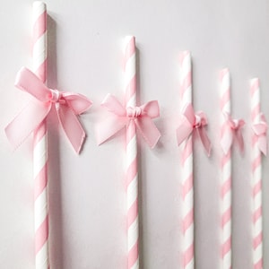 Pink Bow Straws Fancy Bridal Shower Decorations Pink Bow Birthday Party Bow Baby Shower Bridal Love Wedding Shower Tea Party Props Tableware