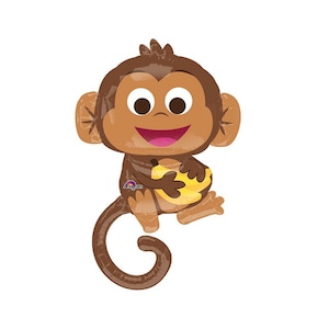Monkey Balloon with Banana Monkey Birthday Safari Birthday Party Decorations Jungle Birthday Jungle Animals Jungle Birthday Decorations