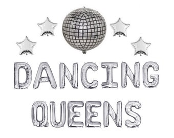 Dancing Queens Bachelorette Party Decorations Balloon Banner Last Disco Groovy Silver Decor 60s 70s Retro Last Disco Bachelorette