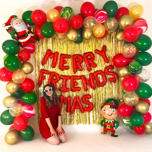 Christmas Balloon Garland Kit Christmas Party Decorations Christmas Balloon Arch Ugly Christmas Sweater Party Decorations Friendsmas Banner image 3