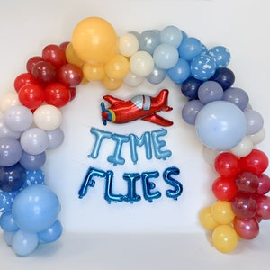 Airplane Birthday Balloon Garland Vintage Plane Birthday Time Flies Birthday Party For Boy Vintage 1st 2nd 3rd Plane Party Decorations