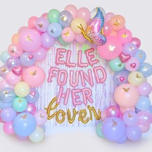 Pastel Found Her Lover Butterfly Rainbow Balloon Garland Pink Purple Party Balloon Arch Pastel Rainbow Bachelorette Party Decorations Kit