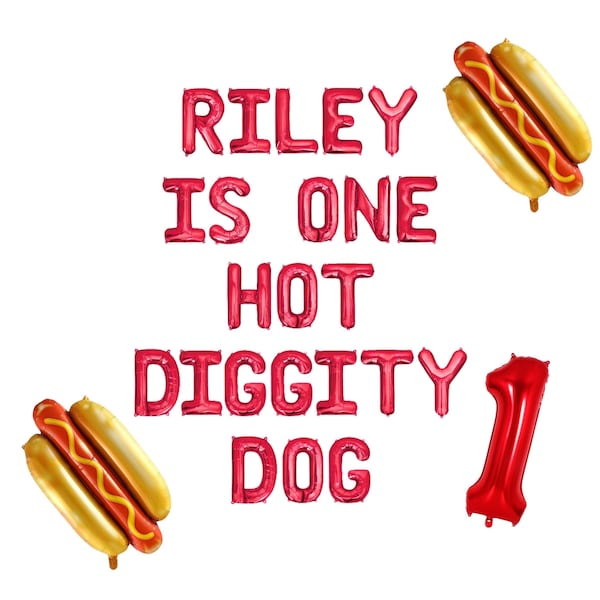 She Is One Hot Diggity Dog Custom Name Letter Balloon Kit 1st Birthday Party Decor For Girls Hot Dog Balloons First Birthday Decor for Boys