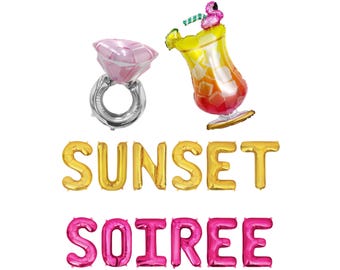 Sunset Soiree Letter Balloon Kit Tropical Bachelorette Party Decorations Pineapple Flamingo Balloons Pink Beach Bach Decor Sunrise Florida