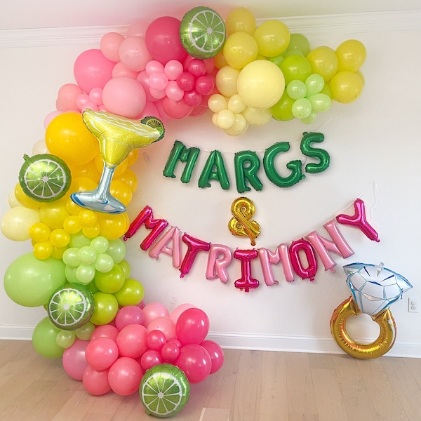 Margs and Matrimony Bachelorette Party Margarita Balloons Margs & Matrimony Balloon Arch Garland Decorations Margarita Decor Birthday Favors