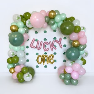 Lucky One Balloon Garland St Patricks Day 1st Birthday Party Decor St Patricks Day First Birthday Party Decorations Girls Pink Green