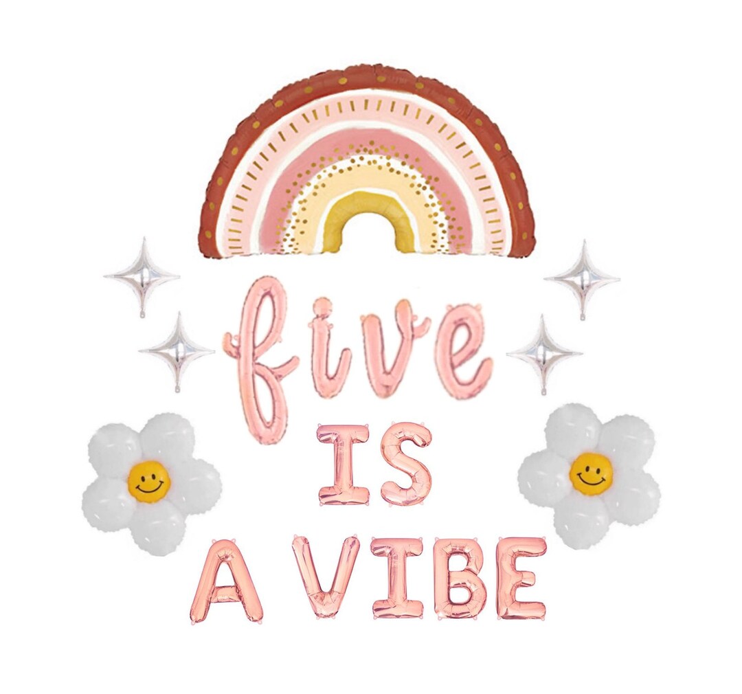 Five is a Vibe Balloon Banner Groovy 5th Birthday Party - Etsy