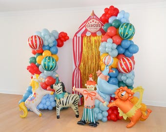 Decoraciones para fiestas de cumpleaños con temática de circo: guirnalda de globos de circo, arco de globos de carpa de circo, decoración para fiestas de cumpleaños de niñas y niños (1.º, 2.º, 3.º, 4.º y 5.º).