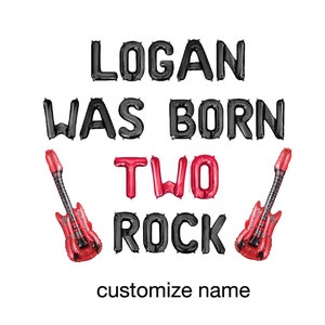 Born to Rock Guitar Balloon Banner Rock 'n Roll Birthday Party Decorations 2nd Birthday Party Decor Rockstar Themed Party Second Birthday